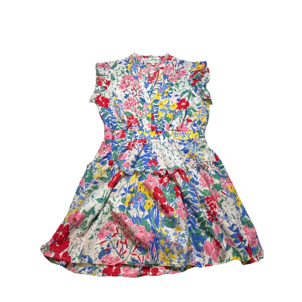 Pinch Floral Tiered Mini Dress Womens Large Ruffle Sleeve Cottagecore Summer